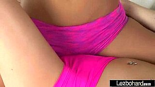 Amara Romani in pink lace panty gives a blowjob